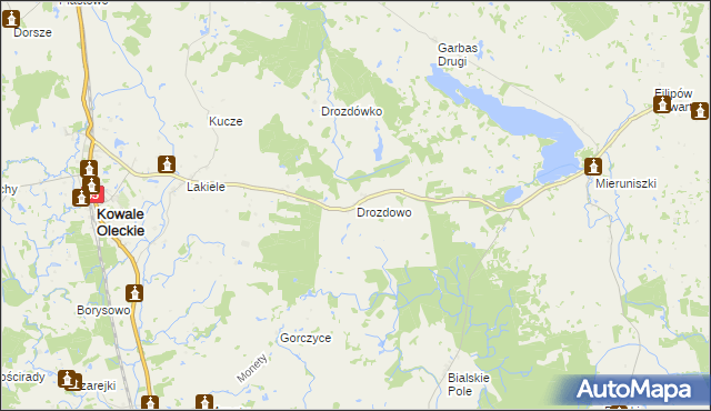 mapa Drozdowo gmina Kowale Oleckie, Drozdowo gmina Kowale Oleckie na mapie Targeo