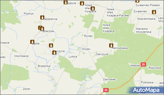 mapa Drożki, Drożki na mapie Targeo