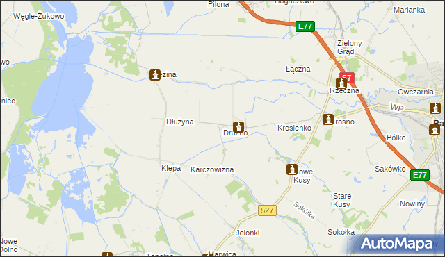 mapa Drużno, Drużno na mapie Targeo