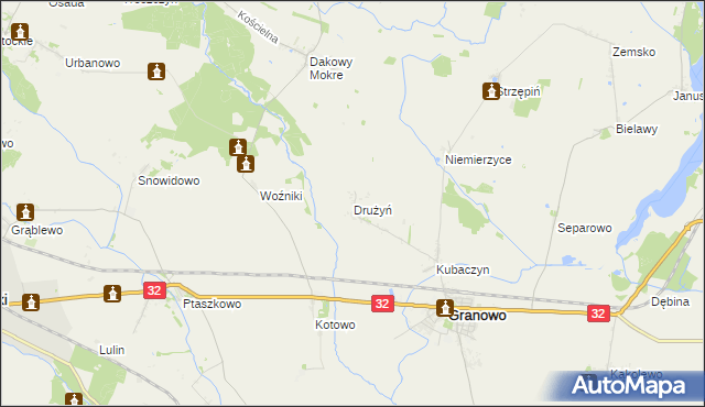 mapa Drużyń, Drużyń na mapie Targeo