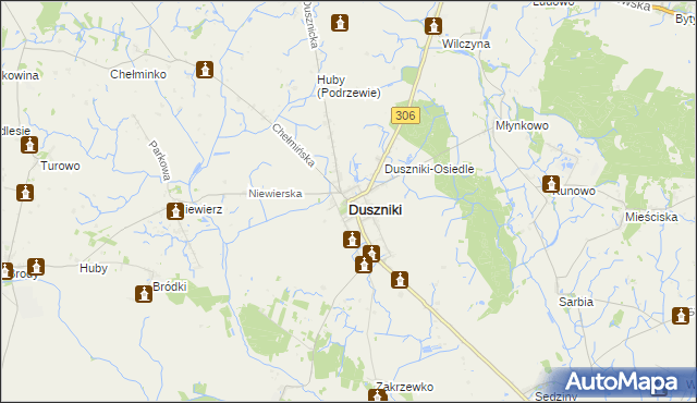 mapa Duszniki powiat szamotulski, Duszniki powiat szamotulski na mapie Targeo