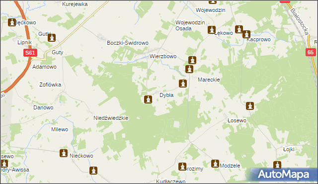 mapa Dybła, Dybła na mapie Targeo