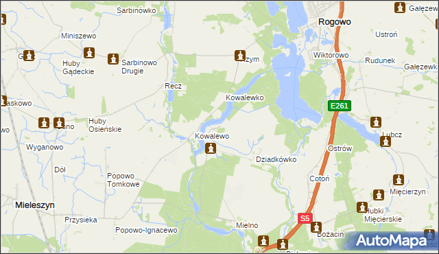 mapa Dziadkowo gmina Mieleszyn, Dziadkowo gmina Mieleszyn na mapie Targeo