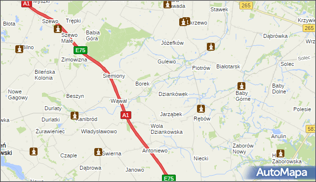 mapa Dziankówek, Dziankówek na mapie Targeo