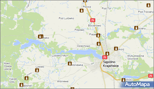 mapa Dziechowo, Dziechowo na mapie Targeo