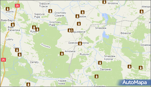 mapa Dzierzbin, Dzierzbin na mapie Targeo