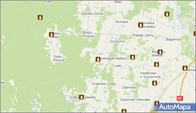 mapa Dzierzęga-Nadbory, Dzierzęga-Nadbory na mapie Targeo