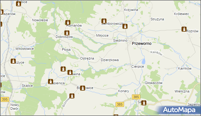 mapa Dzierzkowa, Dzierzkowa na mapie Targeo