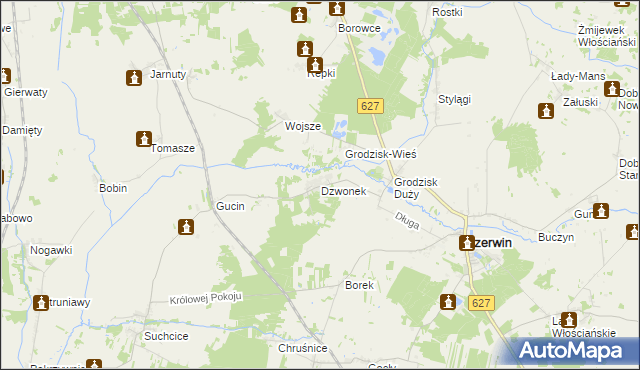 mapa Dzwonek, Dzwonek na mapie Targeo