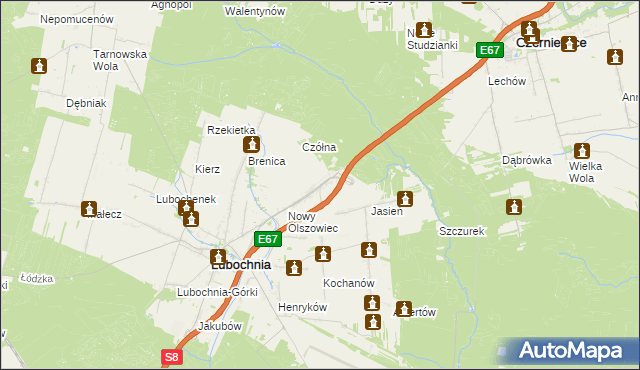 mapa Emilianów gmina Lubochnia, Emilianów gmina Lubochnia na mapie Targeo