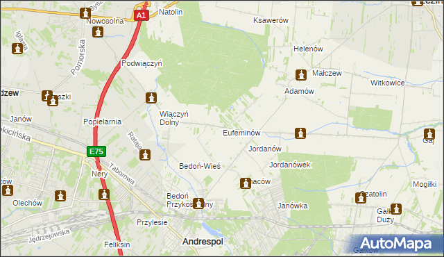 mapa Eufeminów, Eufeminów na mapie Targeo