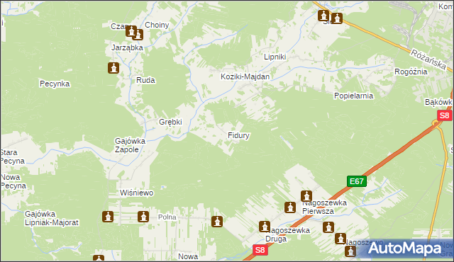 mapa Fidury, Fidury na mapie Targeo