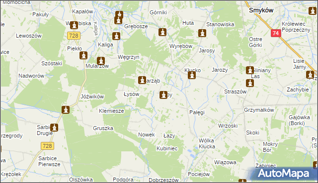 mapa Filipy gmina Radoszyce, Filipy gmina Radoszyce na mapie Targeo