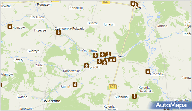 mapa Filipy gmina Wierzbno, Filipy gmina Wierzbno na mapie Targeo