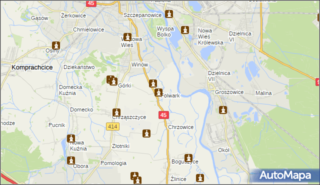 mapa Folwark gmina Prószków, Folwark gmina Prószków na mapie Targeo
