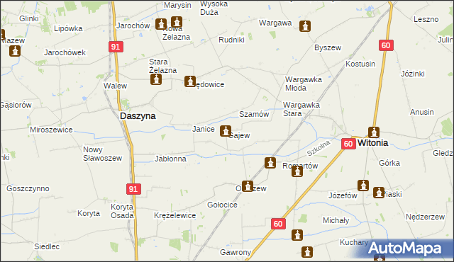 mapa Gajew gmina Witonia, Gajew gmina Witonia na mapie Targeo