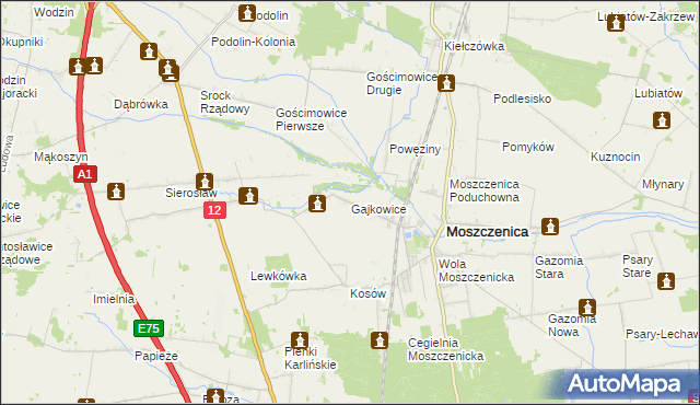 mapa Gajkowice, Gajkowice na mapie Targeo