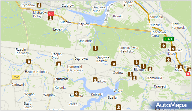 mapa Gajówka Kałków, Gajówka Kałków na mapie Targeo