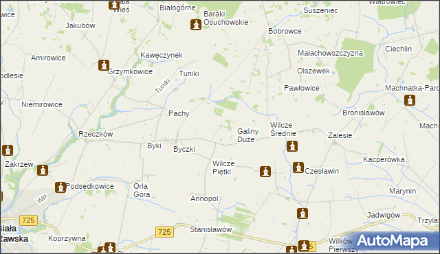 mapa Galinki gmina Biała Rawska, Galinki gmina Biała Rawska na mapie Targeo