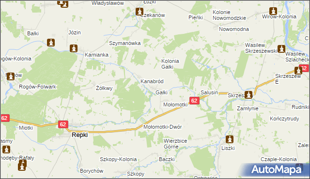 mapa Gałki gmina Repki, Gałki gmina Repki na mapie Targeo