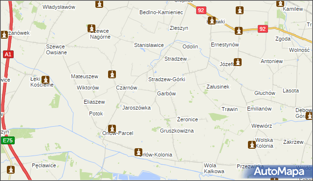 mapa Garbów gmina Bedlno, Garbów gmina Bedlno na mapie Targeo