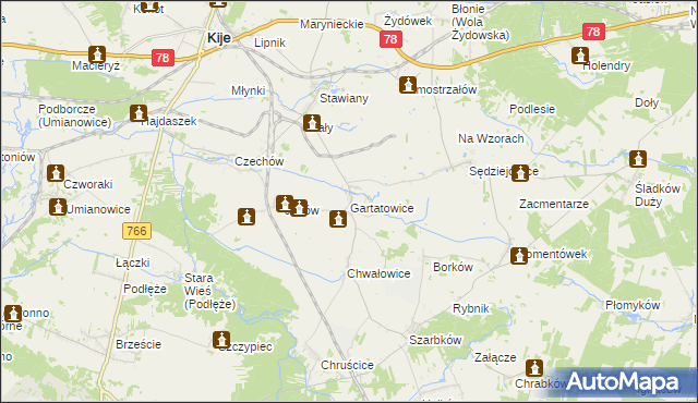 mapa Gartatowice, Gartatowice na mapie Targeo