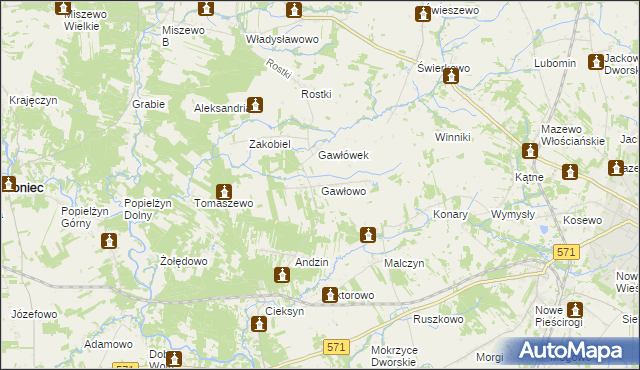 mapa Gawłowo, Gawłowo na mapie Targeo