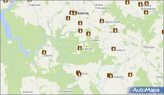 mapa Giedyle, Giedyle na mapie Targeo