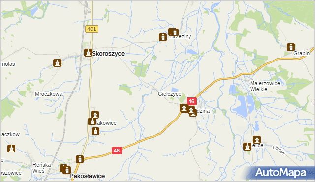 mapa Giełczyce, Giełczyce na mapie Targeo