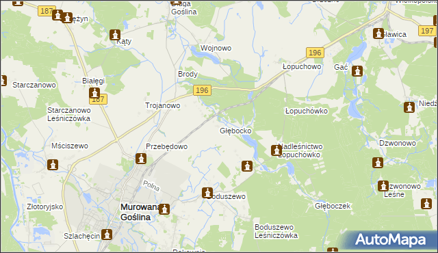 mapa Głębocko gmina Murowana Goślina, Głębocko gmina Murowana Goślina na mapie Targeo