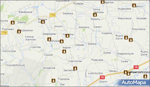 mapa Glewiec, Glewiec na mapie Targeo