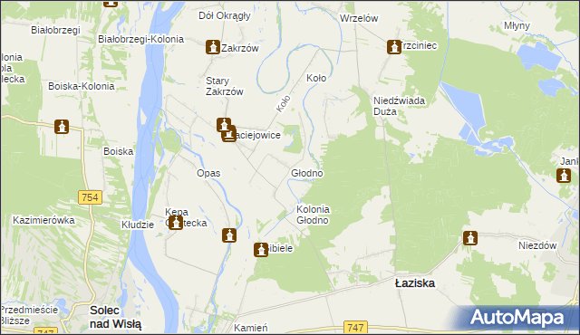 mapa Głodno gmina Łaziska, Głodno gmina Łaziska na mapie Targeo