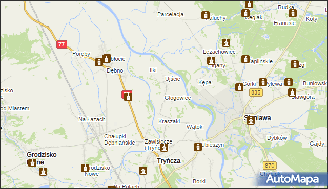 mapa Głogowiec gmina Tryńcza, Głogowiec gmina Tryńcza na mapie Targeo