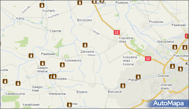 mapa Głóski, Głóski na mapie Targeo