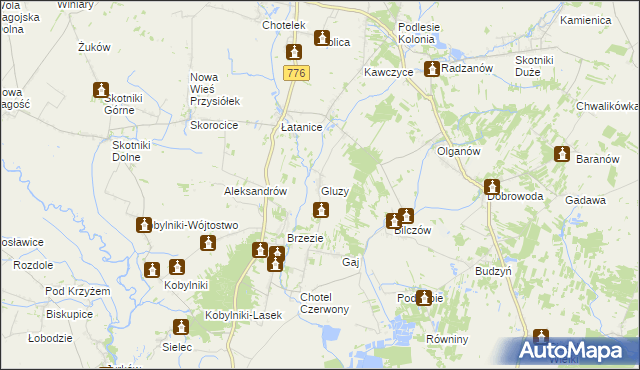 mapa Gluzy, Gluzy na mapie Targeo