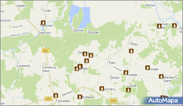 mapa Godzieby, Godzieby na mapie Targeo
