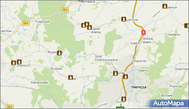 mapa Gola Dzierżoniowska, Gola Dzierżoniowska na mapie Targeo