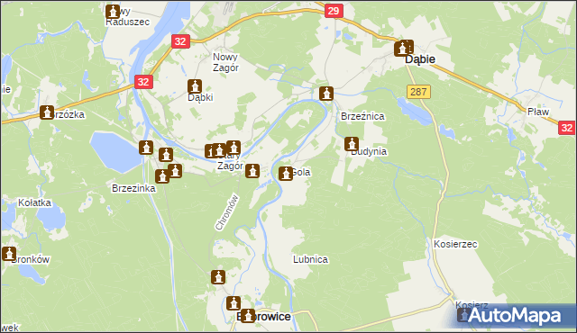 mapa Gola gmina Dąbie, Gola gmina Dąbie na mapie Targeo