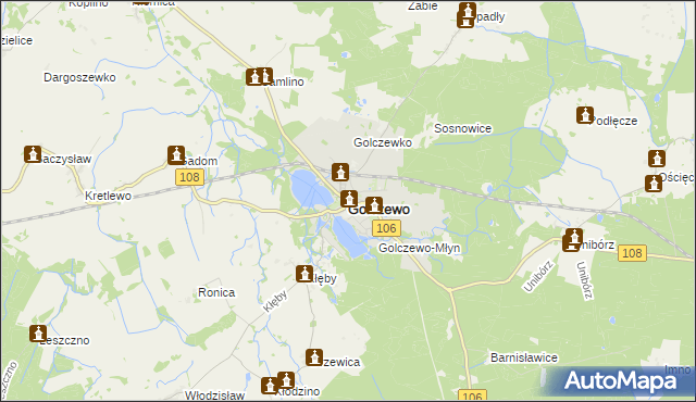 mapa Golczewo powiat kamieński, Golczewo powiat kamieński na mapie Targeo