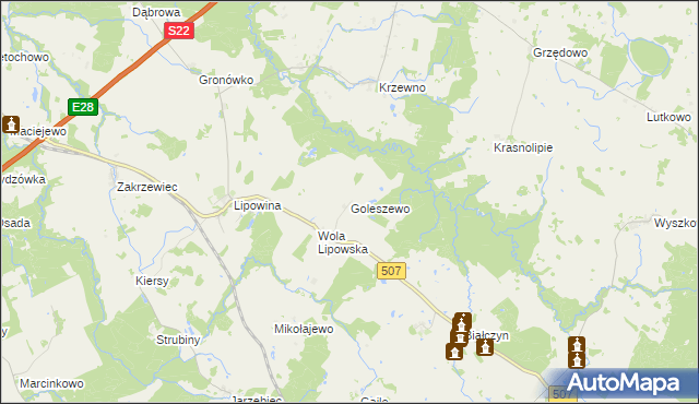 mapa Goleszewo, Goleszewo na mapie Targeo