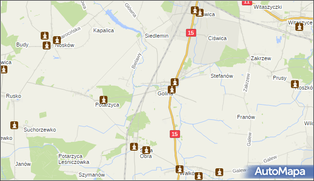 mapa Golina gmina Jarocin, Golina gmina Jarocin na mapie Targeo