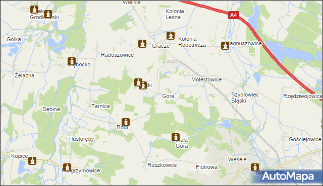 mapa Góra gmina Niemodlin, Góra gmina Niemodlin na mapie Targeo