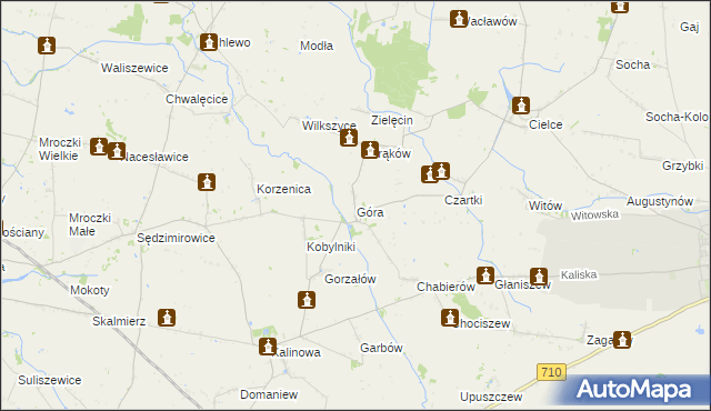 mapa Góra gmina Warta, Góra gmina Warta na mapie Targeo