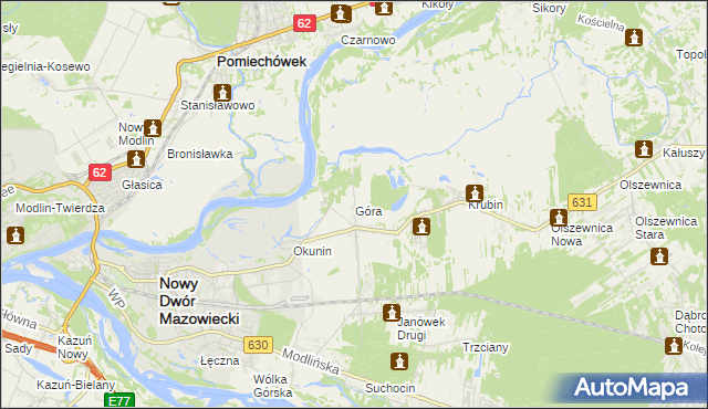 mapa Góra gmina Wieliszew, Góra gmina Wieliszew na mapie Targeo
