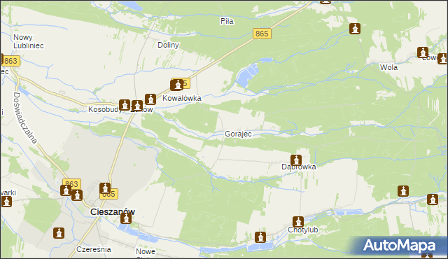 mapa Gorajec gmina Cieszanów, Gorajec gmina Cieszanów na mapie Targeo