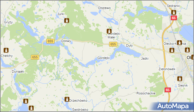 mapa Gordejki, Gordejki na mapie Targeo