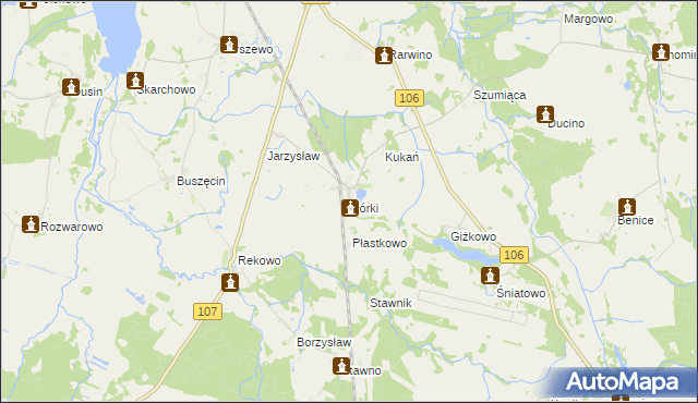 mapa Górki gmina Kamień Pomorski, Górki gmina Kamień Pomorski na mapie Targeo