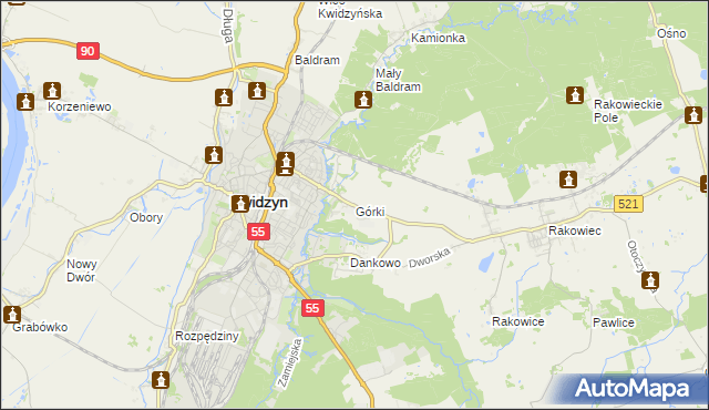 mapa Górki gmina Kwidzyn, Górki gmina Kwidzyn na mapie Targeo