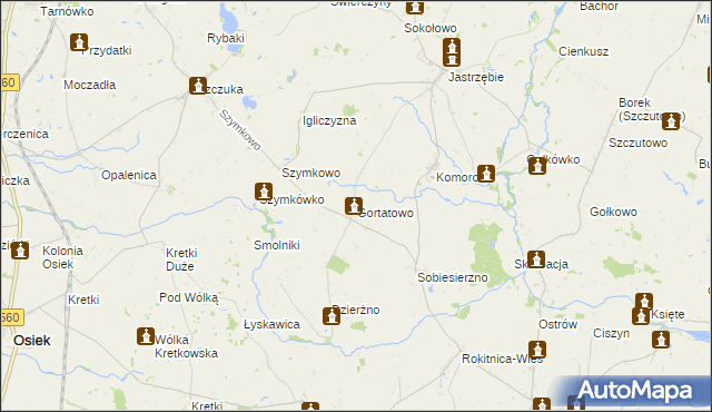 mapa Gortatowo gmina Brodnica, Gortatowo gmina Brodnica na mapie Targeo