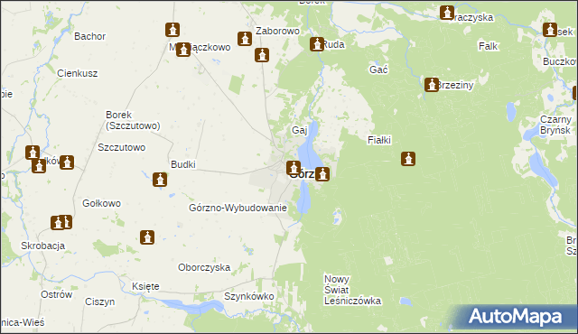 mapa Górzno powiat brodnicki, Górzno powiat brodnicki na mapie Targeo